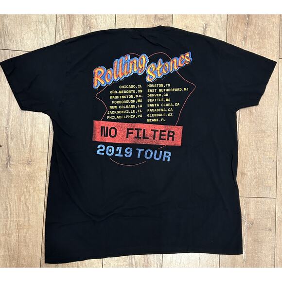 The Rolling Stones 2XL No Filter Tour 2019 Merchandise Black Short Sleeve Tee - Picture 5 of 5